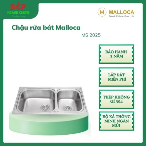 Chậu inox Malloca MS 2025 cao cấp, lắp âm, chống ồn, chống ngưng tụ, tiện lợi sử dụng