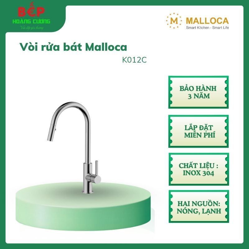 Malloca K012C – Vòi Rửa Chén Có Dây Rút, Nóng Lạnh Tiện Lợi, Dễ Sử Dụng, Chất liệu Inox 304 3 Malloca K012C – Vòi Rửa Chén Có Dây Rút, Nóng Lạnh Tiện Lợi, Dễ Sử Dụng, Chất liệu Inox 304