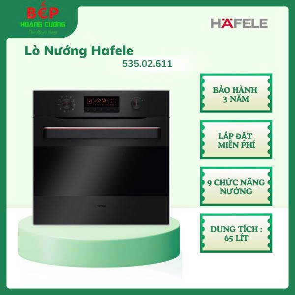 Hafele 535.02.611 – Lò nướng âm tủ kính đen, 3 lớp cách nhiệt, vệ sinh hơi nước, màn hình LCD 3 Lò nướng Hafele 535.02.611
