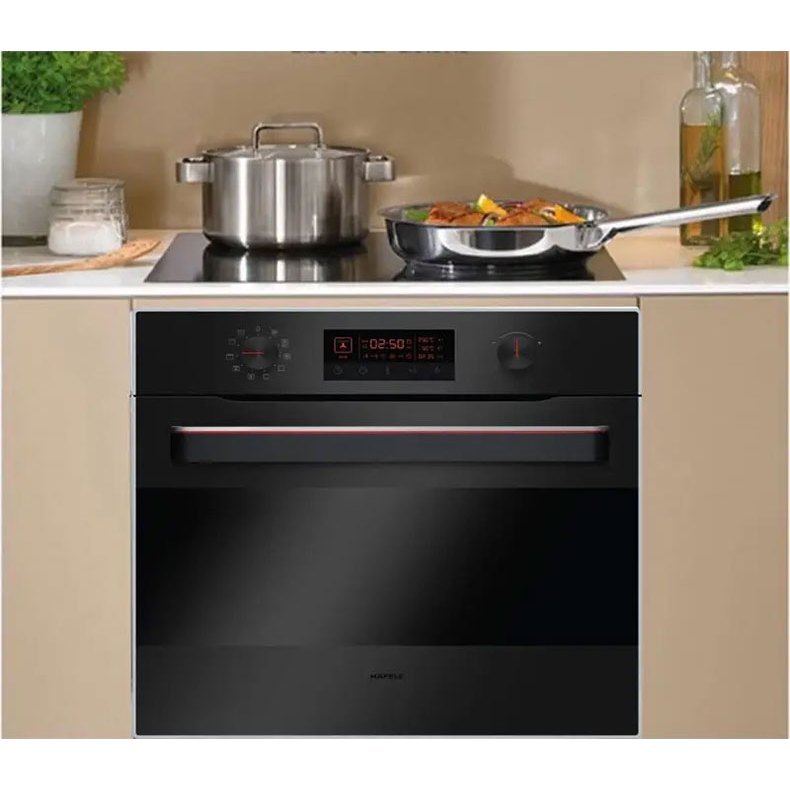 Hafele 535.02.611 – Lò nướng âm tủ kính đen, 3 lớp cách nhiệt, vệ sinh hơi nước, màn hình LCD 5 Lò nướng Hafele 535.02.611