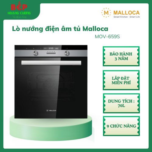 Lò Nướng Điện Âm Malloca MOV-659S – 70L, Hẹn Giờ, 9 Chức Năng, Đèn Halogen, Khóa An Toàn Trẻ Em
