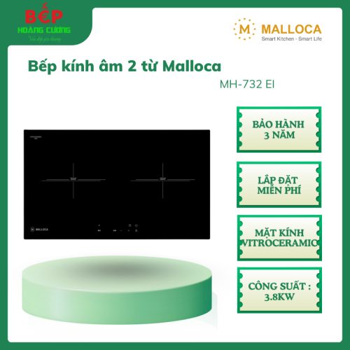 Malloca MH-732 EI – Bếp từ đôi lắp âm – Công suất 3.8kW – Mặt kính Vitroceramic cao cấp