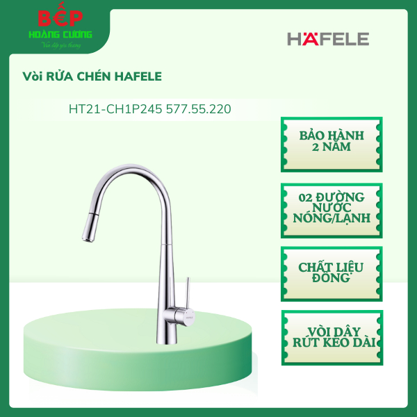 Hafele Vòi Rửa Chén HT21-CH1P245 – 577.55.220, Vòi Kéo Rút Hai Đường Nước Nóng Lạnh 3 Vòi Rửa Chén HT21-CH1P245 Hafele 577.55.220