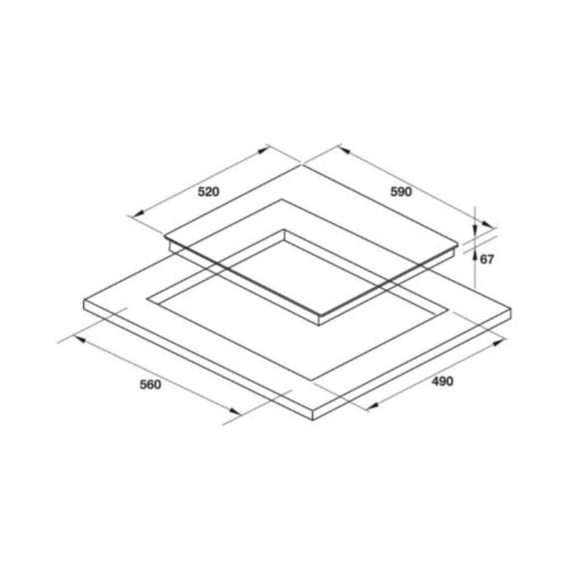 Bếp hồng ngoại 3 vùng nấu lắp âm Hafele HC-R603D 536.01.901 - Mặt kính Schott Ceran, Bảo Hành 3 Năm 6 Kích thước bếp điện 3 vùng nấu Hafele HC-R603D 536.01.901