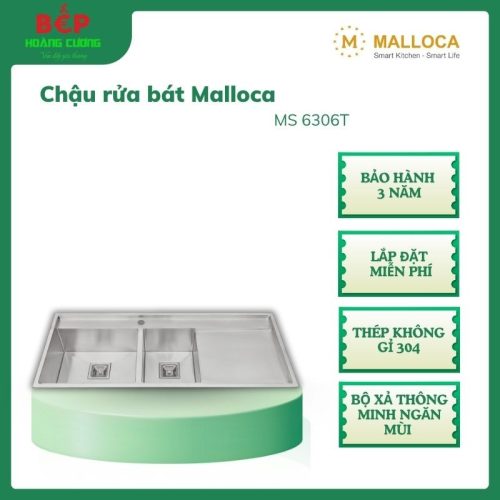 Chậu Rửa Chén Malloca MS 6306T – Độ Dày 1.2–4mm – Đáy Chống Ngưng Tụ, Dễ Vệ Sinh