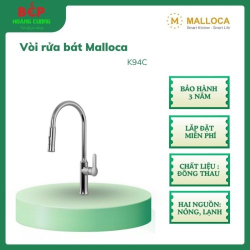 Malloca K94C – Vòi Rửa Chén Dây Rút, Hai Đương Nước Nóng Lạnh, Thiết Kế Hiện Đại