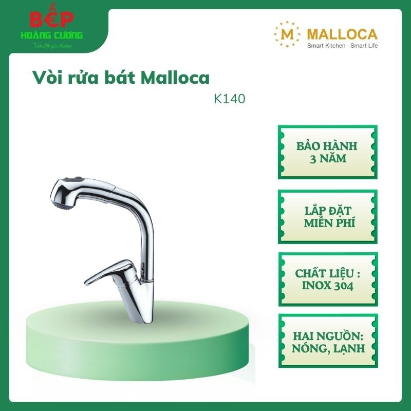 Malloca K140 - Vòi Bếp Dây Rút Nóng Lạnh, Đồng Thau Mạ Chrome, Tiện Lợi, Hiện Đại 3 Malloca K140 - Vòi Bếp Dây Rút Nóng Lạnh, Đồng Thau Mạ Chrome, Tiện Lợi, Hiện Đại