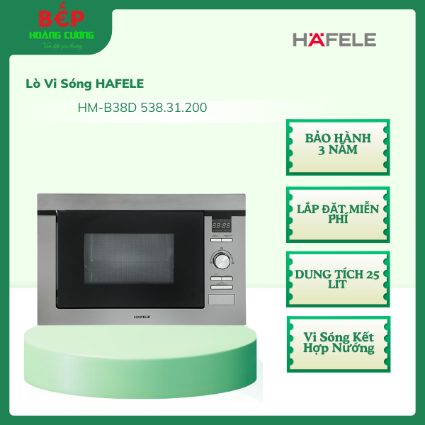 Hafele 535.34.000 Lò Vi Sóng HM-B38A 25 – Kính đen – Điều khiển nút nhấn điện tử – Chính hãng 3 Hafele 535.34.000 Lò Vi Sóng HM-B38A 25 – Kính đen – Điều khiển nút nhấn điện tử – Chính hãng