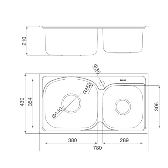 Malloca MS 1011P - chậu inox 1 hộc lớn, thiết kế lắp âm, chống ồn, chống ngưng tụ, bền đẹp 5 Malloca MS 1011P - chậu inox 1 hộc lớn, thiết kế lắp âm, chống ồn, chống ngưng tụ, bền đẹp - Ảnh 3