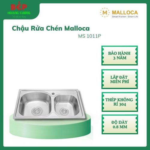 Malloca MS 1011P - chậu inox 1 hộc lớn, thiết kế lắp âm, chống ồn, chống ngưng tụ, bền đẹp