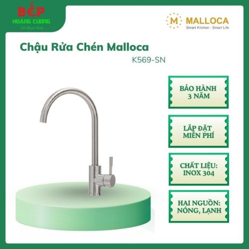 Malloca K569-SN vòi rửa chén cao cấp, inox 304 mờ, thiết kế sang trọng, dễ lau chùi