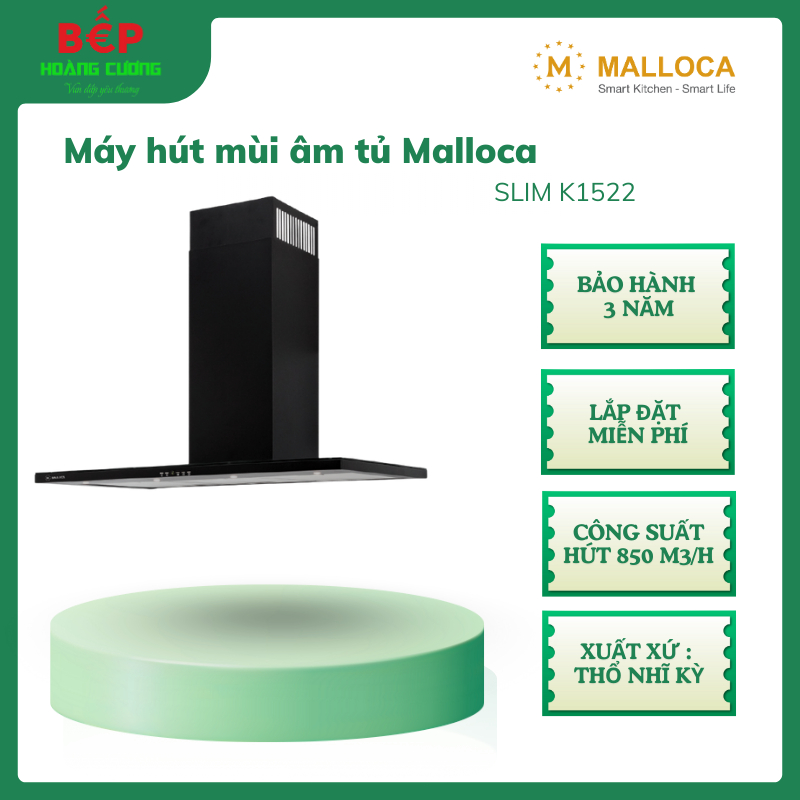 Malloca SLIM K1522 – Máy hút khói chính hãng, 5 tốc độ, chất liệu sơn tĩnh điện, xuất xứ Thổ Nhĩ Kỳ 3 Malloca SLIM K1522 – Máy hút khói chính hãng, 5 tốc độ, chất liệu sơn tĩnh điện, xuất xứ Thổ Nhĩ Kỳ