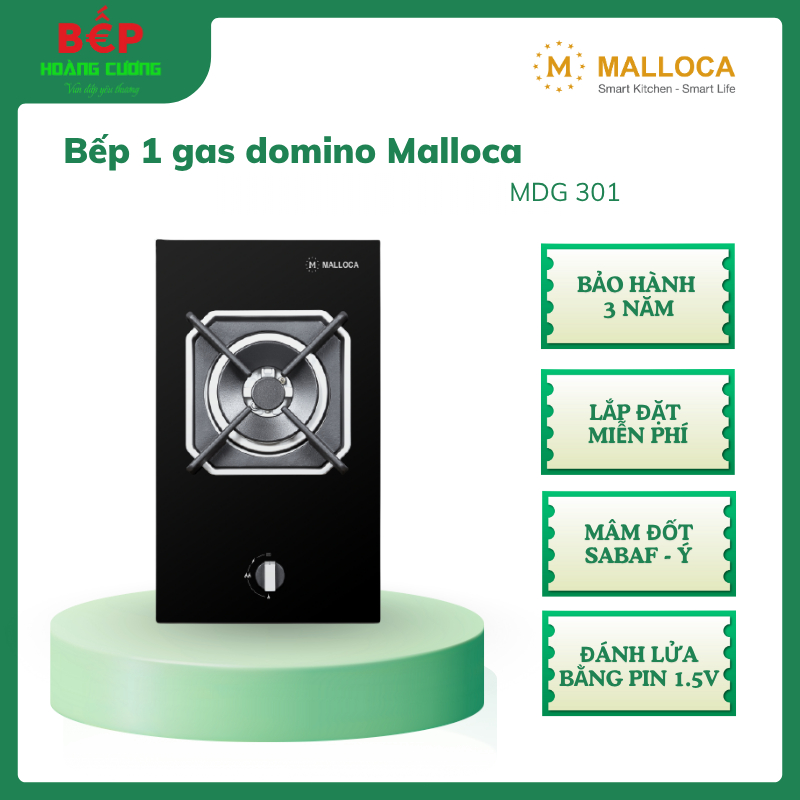 Malloca MDG 301 – Bếp gas âm 1 vùng nấu – Thiết kế Domino – Mặt kính cường lực – Mâm đốt Sabaf - CHB 3 Malloca MDG 301 – Bếp gas âm 1 vùng nấu – Thiết kế Domino – Mặt kính cường lực – Mâm đốt Sabaf - CHB