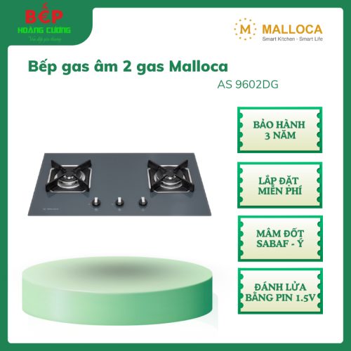 Malloca AS 9602DG – Bếp gas âm 2 vùng – Mặt kính cường lực – Thiết kế sang trọng