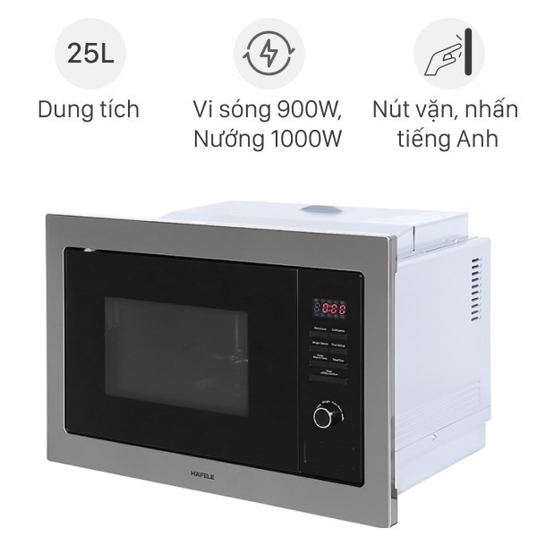 Hafele 535.34.000 Lò Vi Sóng HM-B38A 25 – Kính đen – Điều khiển nút nhấn điện tử – Chính hãng 4 Hafele 535.34.000 Lò Vi Sóng HM-B38A 25 – Kính đen – Điều khiển nút nhấn điện tử – Chính hãng - Ảnh 2