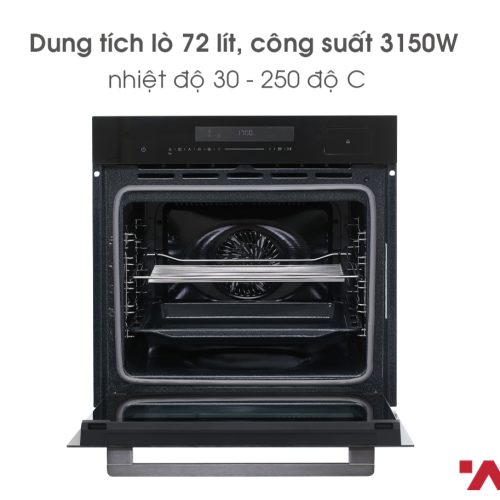 Hafele HSO-8T72A 538.61.461 – Lò nướng đa năng kết hợp hấp, vệ sinh thủy phân, 3 lớp kính cách nhiệt 9 Lò nướng Hafele HSO-8T72A – Đa năng kết hợp hấp, cảm ứng trượt, dung tích 72L, chuẩn A+