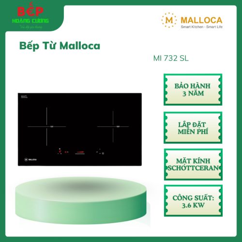 Bếp từ Malloca MI 732 SL – Chính hãng, điều khiển trượt, công suất 3.6 kW, mặt kính Schottceran