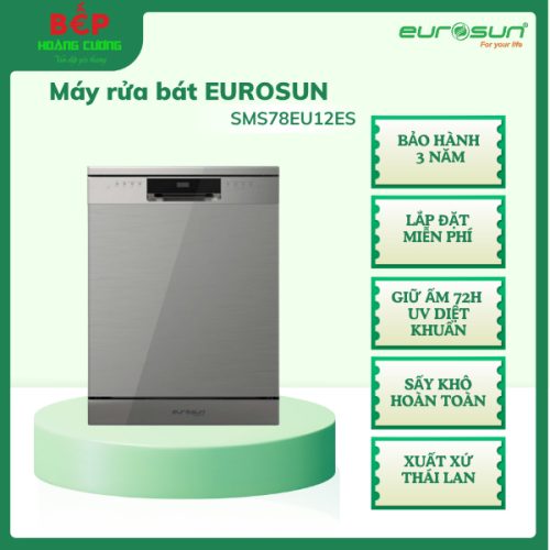 Máy rửa bát độc lập Eurosun SMS78EU12ES Serial 7, màu bạc, 14 bộ, xuất xứ Thái Lan