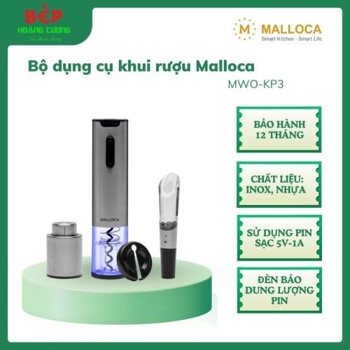 Malloca Bộ dụng cụ khui rượu vang 4 món MWO-KP3 chuyên dụng - Chất liệu inox, nhựa cao cấp