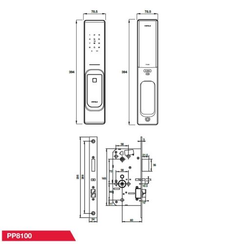 Khóa Điện Tử PP8100 Hafele 912.20.261, Dành cho cửa độ dày 38 - 60mm, Kết nối App 11 vn 11134201 7ra0g m6o7prqe3nlkc2