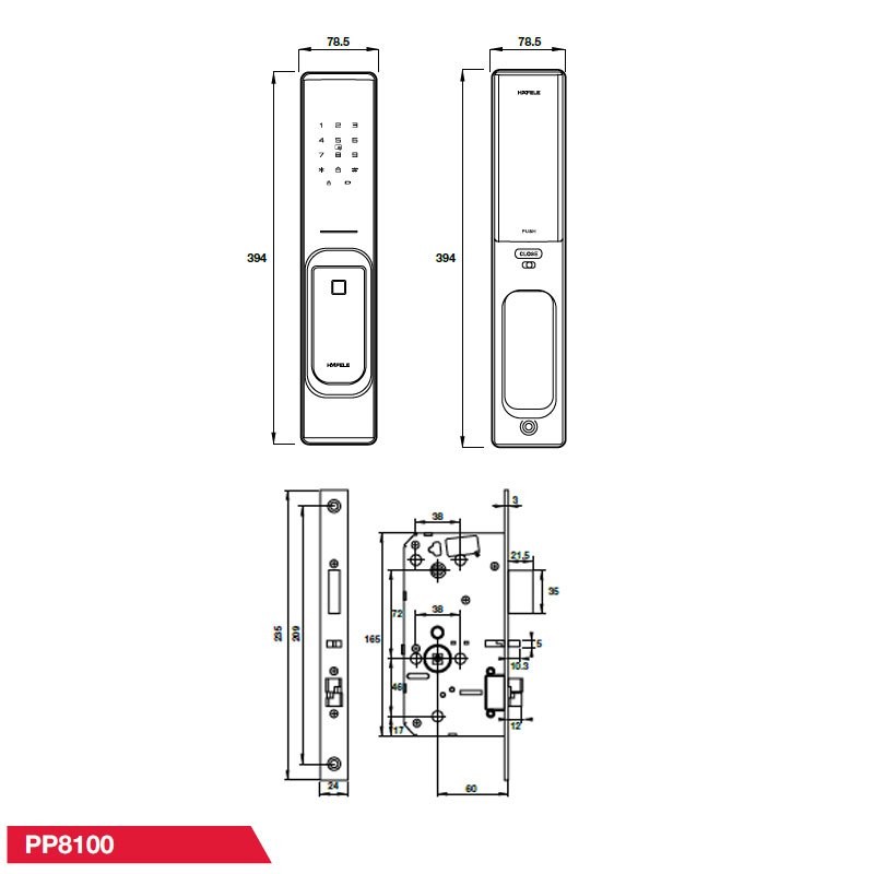 Khóa Điện Tử PP8100 Hafele 912.20.261, Dành cho cửa độ dày 38 - 60mm, Kết nối App 7 Khóa Điện Tử PP8100 Hafele 912.20.261, Dành cho cửa độ dày 38 - 60mm, Kết nối App - Ảnh 5