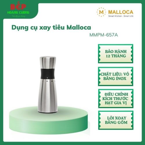 Malloca Dụng Cụ Xay Tiêu Hạt MMPM-657A Điều chỉnh kích thước hạt gia vị, lõi xoay bằng gốm