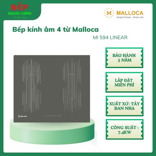 Bếp Malloca MI 594 LINEAR – 4 vùng nấu âm, mặt kính Schott Ceran bền đẹp, điều khiển cảm ứng