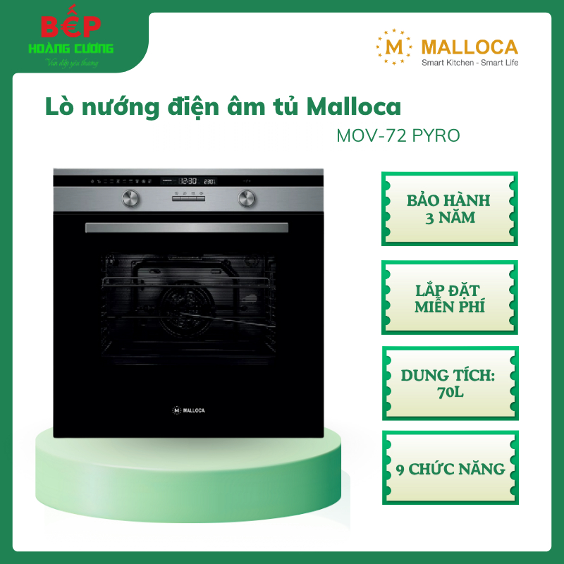Lò Nướng Điện Âm Tủ MOV-72 PYRO – 70L, Mặt Kính Đen Viền Inox, 9 Chức Năng, Hiệu Suất 3200W 2 Lò Nướng Điện Âm Tủ MOV-72 PYRO – 70L, Mặt Kính Đen Viền Inox, 9 Chức Năng, Hiệu Suất 3200W
