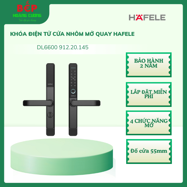 Hafele Khóa Cửa Điện Tử DL6600 912.20.145 – Cửa Nhôm – Kết Nối App – Màu Đen Sang Trọng 2 Khóa Điện Tử Cửa Nhôm DL6600 Hafele 912.20.145 – An Toàn, Tiện Lợi, Công Nghệ Hiện Đại