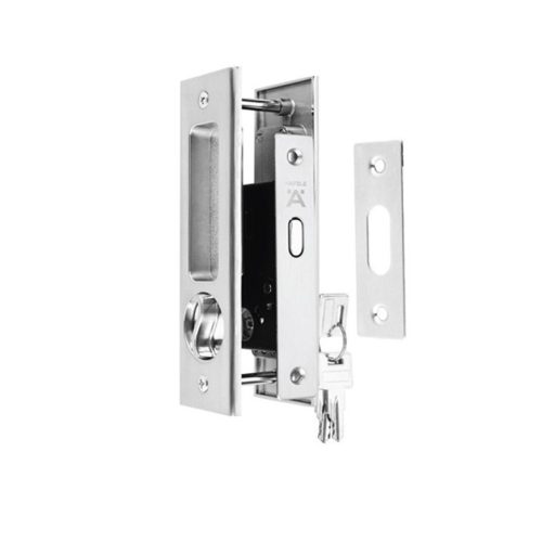 Bộ khóa cửa trượt Hafele 49965107 - tay nắm hình vuông bền bỉ, hợp kim kẽm, hoàn thiện niken mờ 7 Bộ Khóa Cho Cửa Trượt Hafele 499.65.107