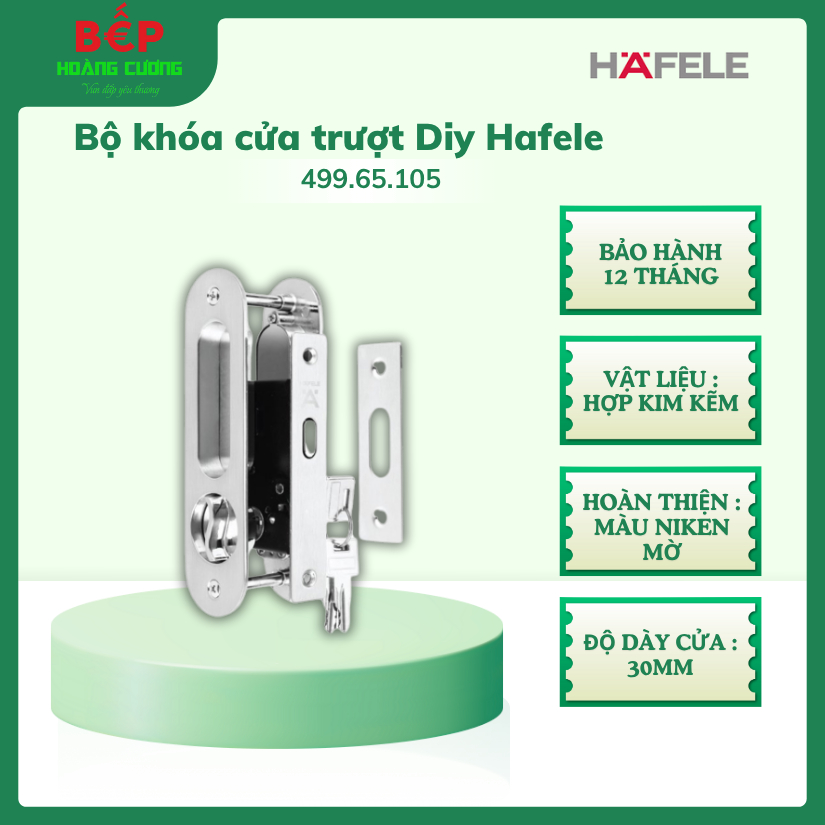 Hafele bộ khóa cửa trượt gỗ 499.65.105 - tay nắm oval bền bỉ, hợp kim kẽm, hoàn thiện niken mờ 2 Bộ Khóa Tay Nắm Cửa Trượt Gỗ Hafele 499.65.105