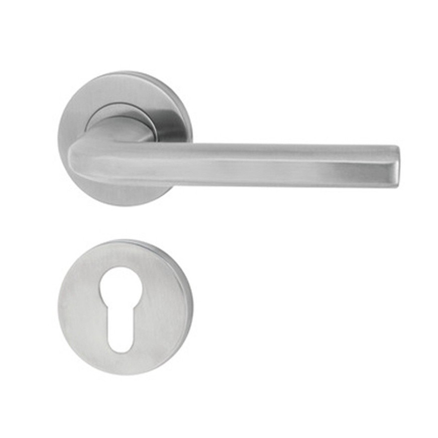 Hafele 903.99.977 tay nắm gạt cửa phòng - inox 304, nắp che, tuổi thọ cao, lắp đặt linh hoạt 4 Hafele 903.99.977 tay nắm gạt có nắp che, inox mờ chống gỉ, vận hành nhẹ nhàng.