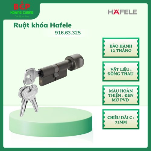 Hafele 916.63.325 ruột khóa 71mm, 1 đầu chìa 1 đầu vặn, chống khoan, lắp đặt dễ dàng.