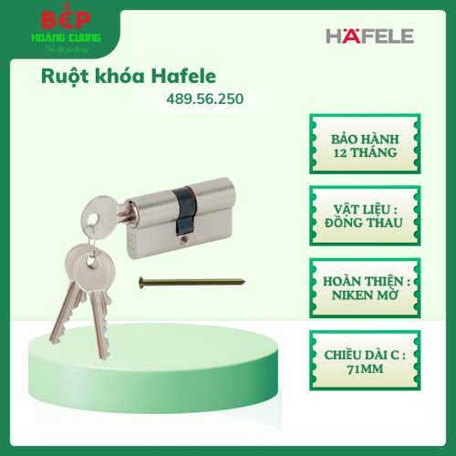 Hafele 916.96.015 ruột khóa 2 đầu chìa, dài 71mm, đồng thau cao cấp, bảo vệ cửa tối ưu.