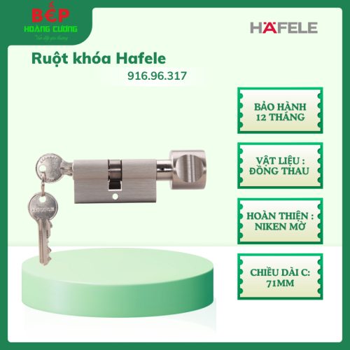 Hafele 916.96.317 ruột khóa cao cấp đầu chìa đầu vặn, đồng mạ nikel, an toàn, bền, dễ sử dụng