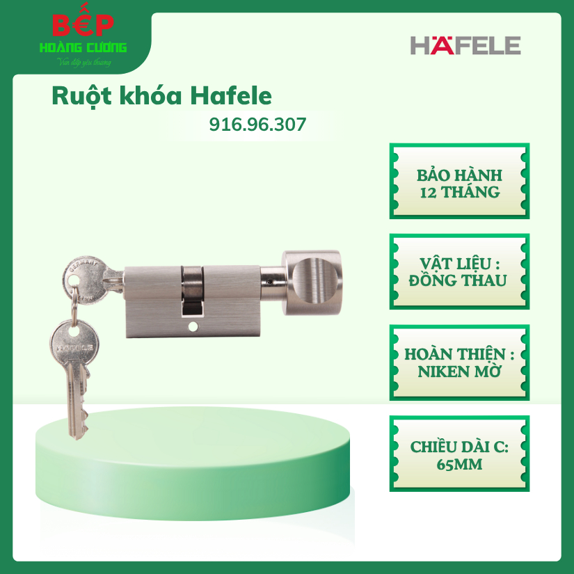 Ruột khóa Hafele 916.96.307, chất liệu đồng thau, đầu vặn oval, bảo vệ chống khoan và cạy, dễ dùng 3 Ruột khóa Hafele 916.96.307