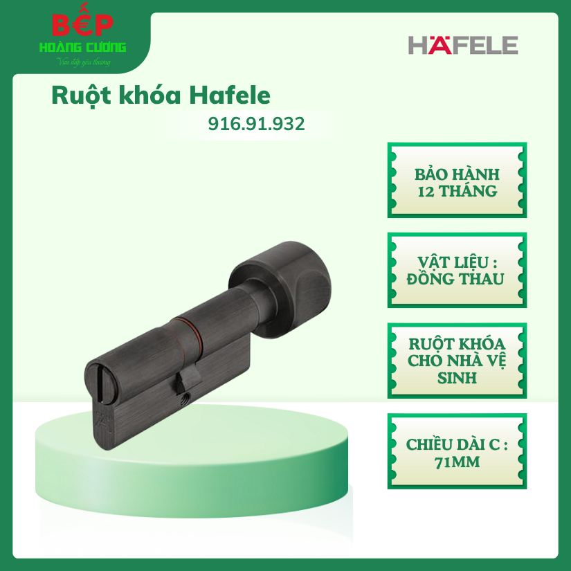 Ruột khóa cửa WC Hafele 916.91.932, thiết kế đen mờ tinh tế, bền chắc, chống gỉ sét. 3 Ruột khóa WC Hafele 916.91.932 71mm, đồng thau bền đẹp, hoàn thiện đen mờ sang trọng.