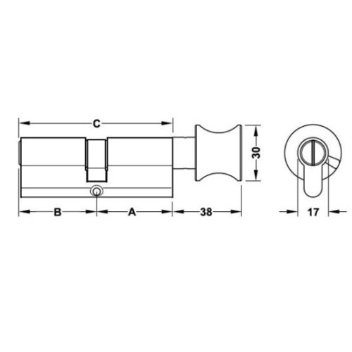 Ruột khóa cửa WC Hafele 916.91.932, thiết kế đen mờ tinh tế, bền chắc, chống gỉ sét. 7 Ruột khóa WC Hafele 916.91.932 71mm, đồng thau bền đẹp, hoàn thiện đen mờ sang trọng.