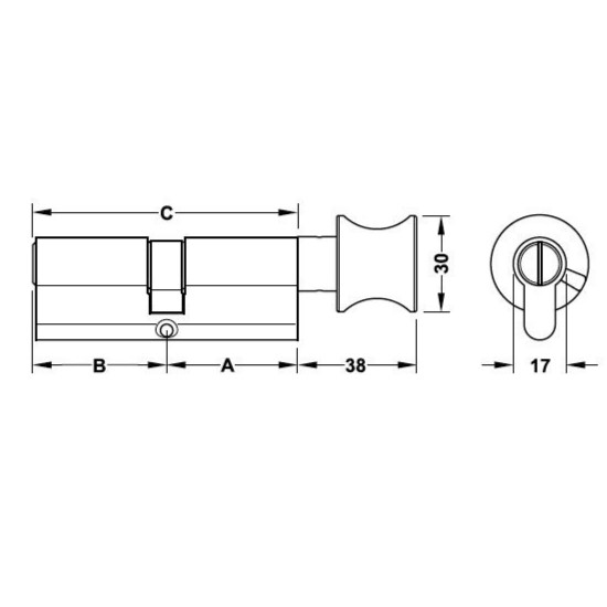 Ruột khóa cửa WC Hafele 916.91.932, thiết kế đen mờ tinh tế, bền chắc, chống gỉ sét. 5 Ruột khóa WC Hafele 916.91.932 71mm, đồng thau bền đẹp, hoàn thiện đen mờ sang trọng.