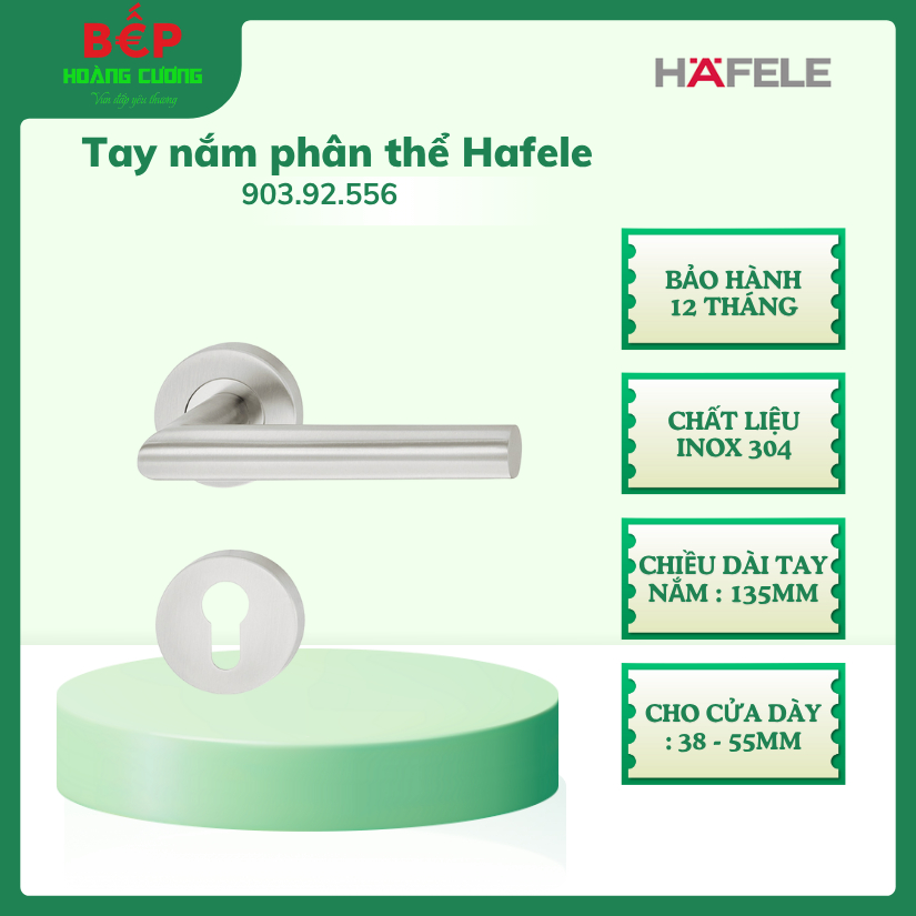 Hafele tay nắm gạt 903.92.556 cửa phòng - thiết kế inox mờ, chống cháy, vận hành êm, dễ lắp đặt 3 Tay Nắm Gạt Cửa Phòng Hafele 903.92.556