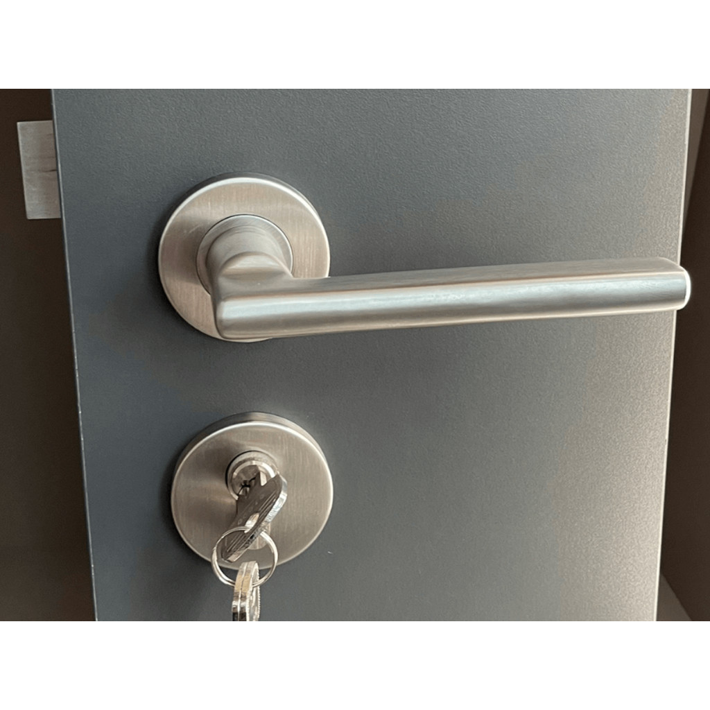 Hafele tay nắm gạt 903.92.556 cửa phòng - thiết kế inox mờ, chống cháy, vận hành êm, dễ lắp đặt 5 Tay Nắm Gạt Cửa Phòng Hafele 903.92.556