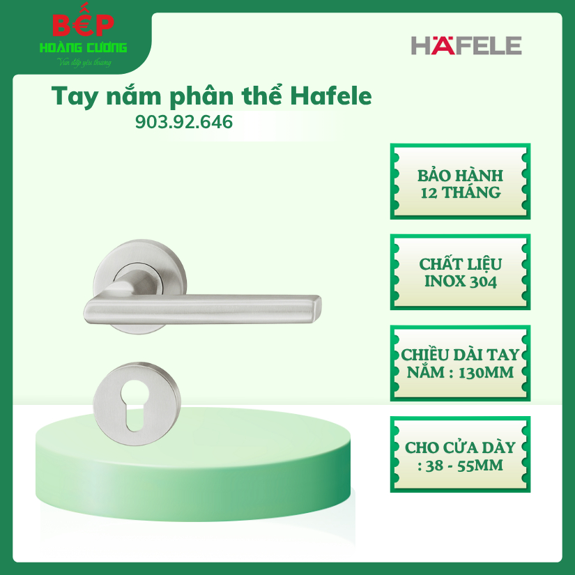 Hafele 903.92.646 tay nắm gạt cửa phòng - inox 304, nắp che, chống cháy, lắp nhanh 3 Tay Nắm Gạt Cửa Phòng Hafele 903.92.646