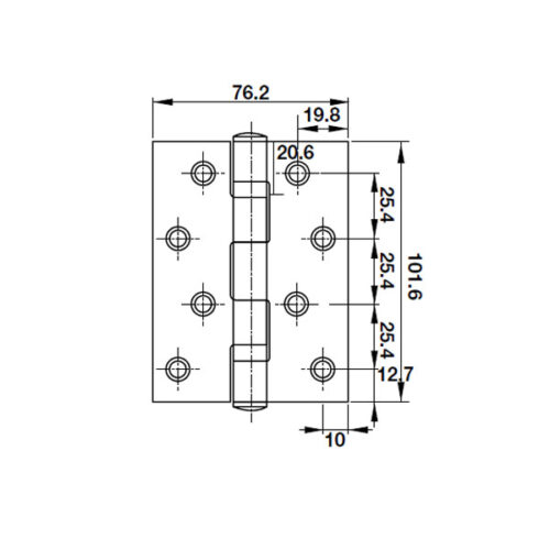Bản lề lá Hafele 921.17.142 – 2 vòng bi trơn mượt, tải trọng 55Kg, chất liệu inox cao cấp 10 Kích thước của Bản lề lá 2 vòng bi 55Kg Hafele 921.17.142