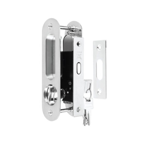 Hafele bộ khóa cửa trượt gỗ 499.65.105 - tay nắm oval bền bỉ, hợp kim kẽm, hoàn thiện niken mờ 8 Bộ khóa tay nắm cửa trượt gỗ Hafele 499.65.105