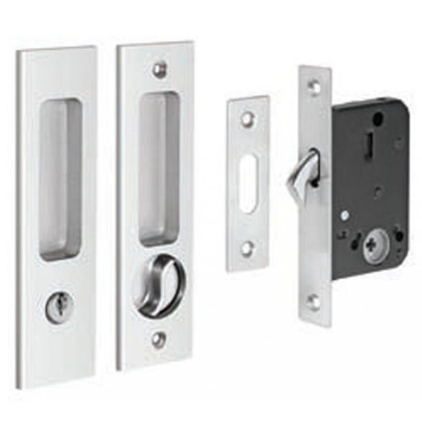 Bộ khóa cửa trượt Hafele 49965107 - tay nắm hình vuông bền bỉ, hợp kim kẽm, hoàn thiện niken mờ 4 Bộ khóa cho cửa trượt Hafele 499.65.107