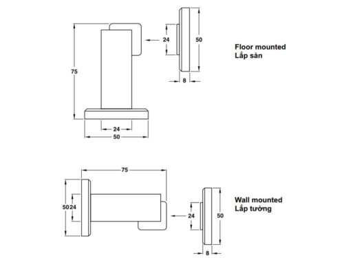 Hafele chặn cửa nam châm 938.23.004 - đồng thau cao cấp, hoàn thiện chrome mờ, giữ cửa cố định 10 Kích thước của Chặn cửa nam châm Hafele 938.23.004