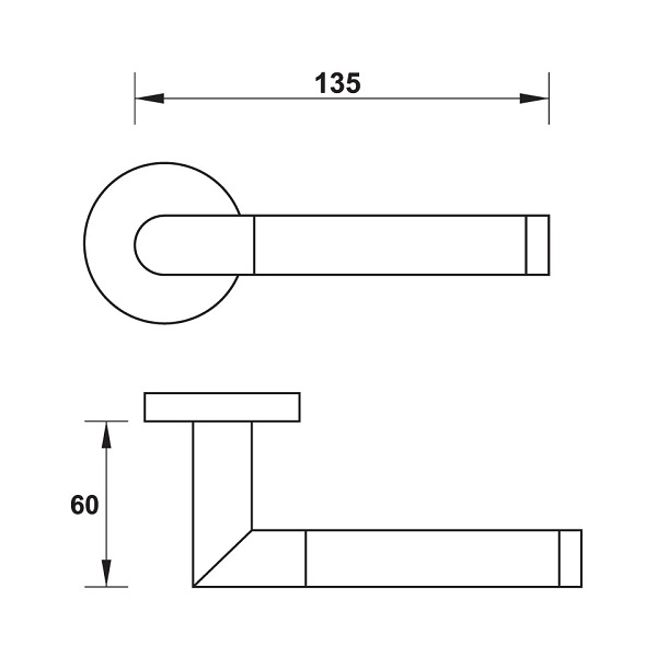 Hafele tay nắm gạt 903.99.368 cửa phòng - kiểu dáng sang trọng, dễ lắp đặt, dùng cho cửa gỗ và thép 6 Kích thước của Tay nắm gạt cửa phòng Hafele 903.99.368