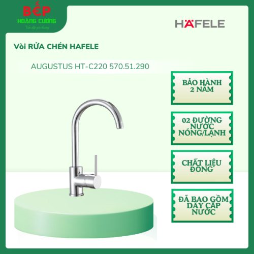 Hafele 570.51.290 AUGUSTUS HT-C220 Vòi Rửa Chén – Cổ Xoay Linh Hoạt – 2 Đường Nước – Chính Hãng