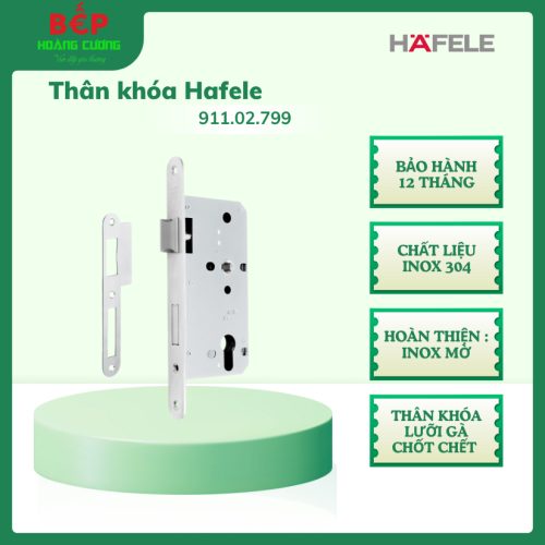 Hafele 911.02.799 - thân khóa lưỡi gà chốt chết C/C 72mm, inox 304, lắp đặt thuận tiện