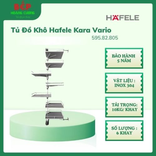 Tủ đồ khô Hafele Kara Vario 595.82.805, tủ xoay 6 tầng, có tấm lót chống trượt rộng tủ 600mm